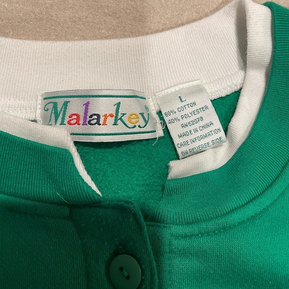 Malarkey VTG Ugly Christmas Sweater Cardigan Green Embroidered Button Up Large - Picture 3 of 5